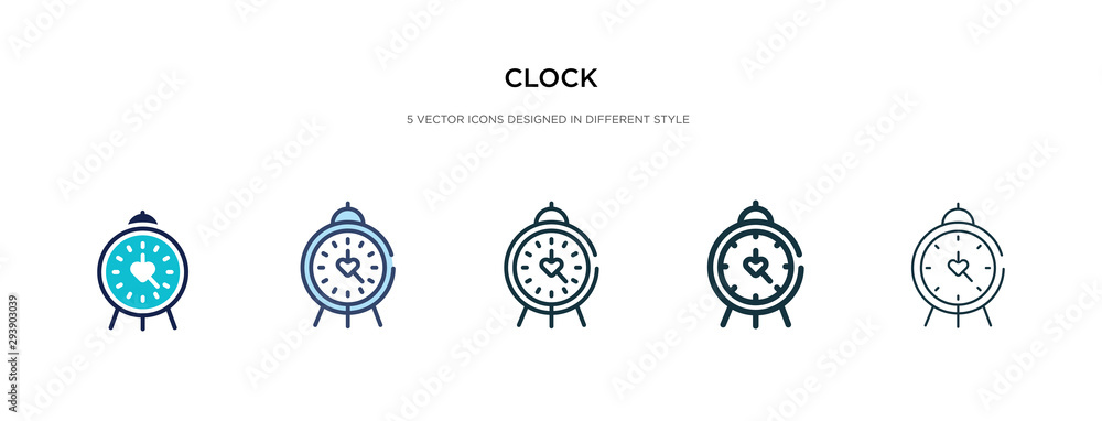 Poster clock icon in different style vector illustration. two colored and black clock vector icons designed