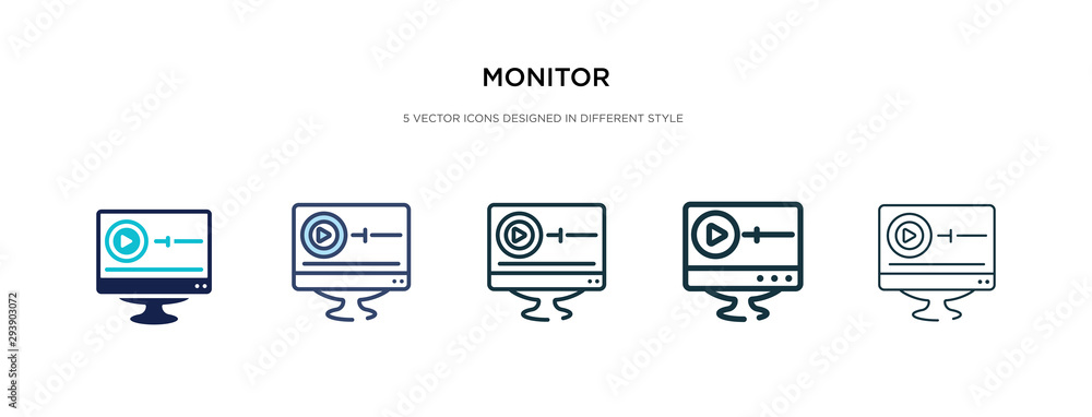 Poster monitor icon in different style vector illustration. two colored and black monitor vector icons desi