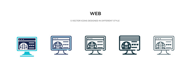 web icon in different style vector illustration. two colored and black web vector icons designed in filled, outline, line and stroke style can be used for web, mobile, ui