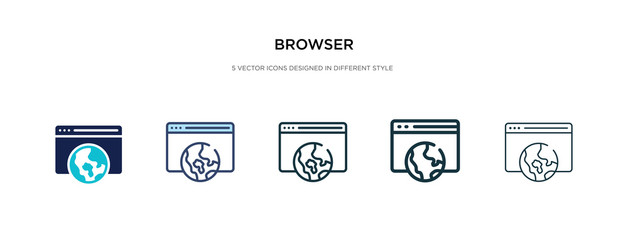 browser icon in different style vector illustration. two colored and black browser vector icons designed in filled, outline, line and stroke style can be used for web, mobile, ui