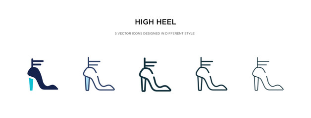 high heel icon in different style vector illustration. two colored and black high heel vector icons designed in filled, outline, line and stroke style can be used for web, mobile, ui