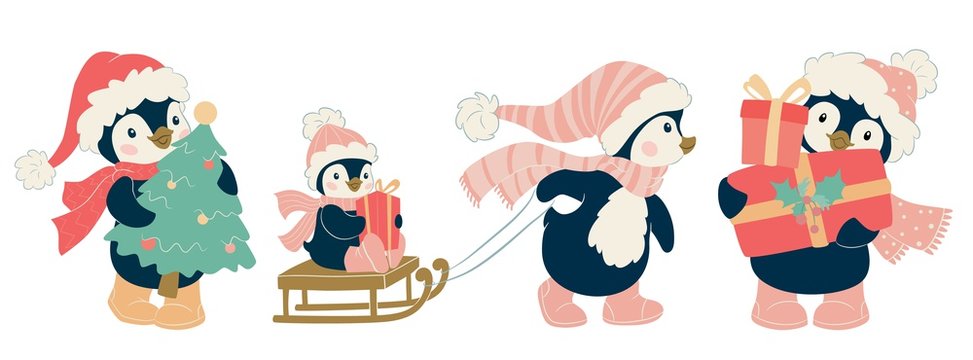 Christmas cute penguin