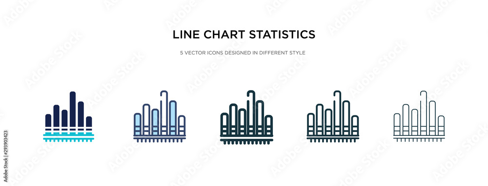 Poster line chart statistics icon in different style vector illustration. two colored and black line chart 
