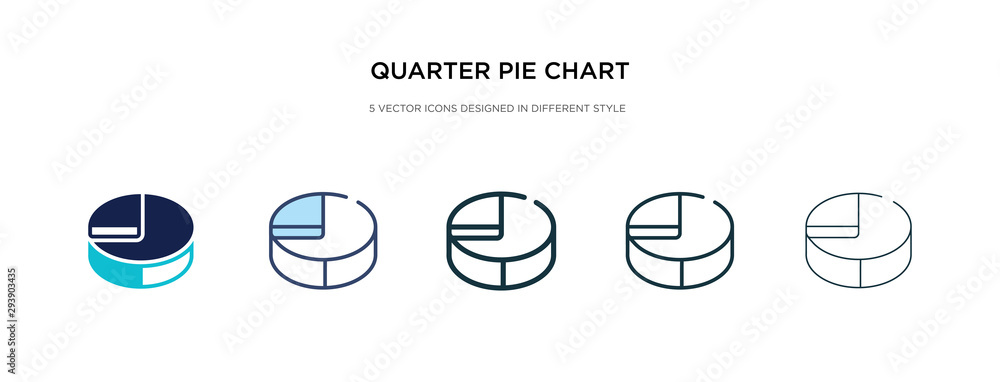 Poster quarter pie chart icon in different style vector illustration. two colored and black quarter pie cha