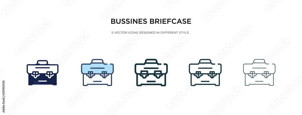 Poster bussines briefcase icon in different style vector illustration. two colored and black bussines brief