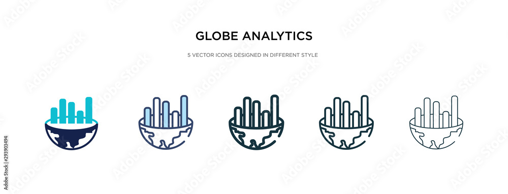 Poster globe analytics icon in different style vector illustration. two colored and black globe analytics v