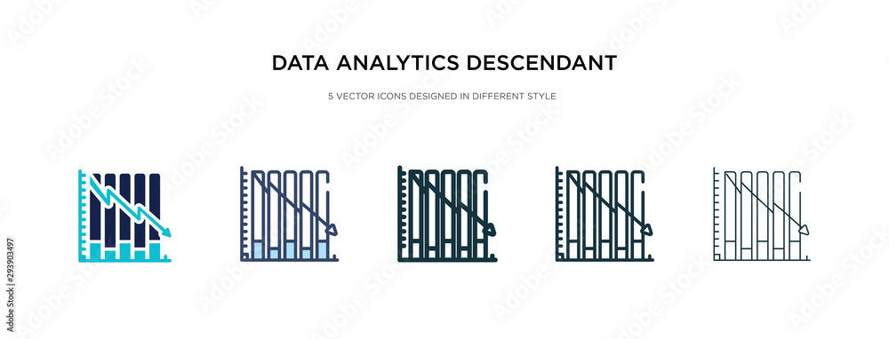Poster data analytics descendant graphic icon in different style vector illustration. two colored and black