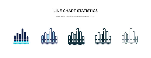 line chart statistics icon in different style vector illustration. two colored and black line chart statistics vector icons designed in filled, outline, line and stroke style can be used for web,