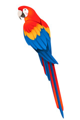 Adult parrot of red-and-green macaw Ara sitting (Ara chloropterus) cartoon bird design flat vector illustration isolated on white background © Alfmaler