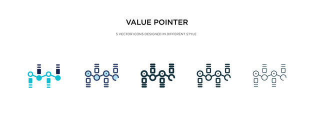 value pointer icon in different style vector illustration. two colored and black value pointer vector icons designed in filled, outline, line and stroke style can be used for web, mobile, ui