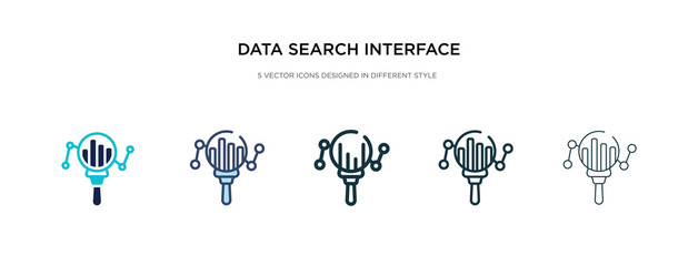 data search interface icon in different style vector illustration. two colored and black data search interface vector icons designed in filled, outline, line and stroke style can be used for web,