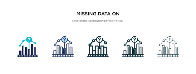 missing data on analytics line graphic icon in different style vector illustration. two colored and black missing data on analytics line graphic vector icons designed in filled, outline, line and