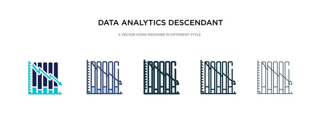 data analytics descendant graphic icon in different style vector illustration. two colored and black data analytics descendant graphic vector icons designed in filled, outline, line and stroke style