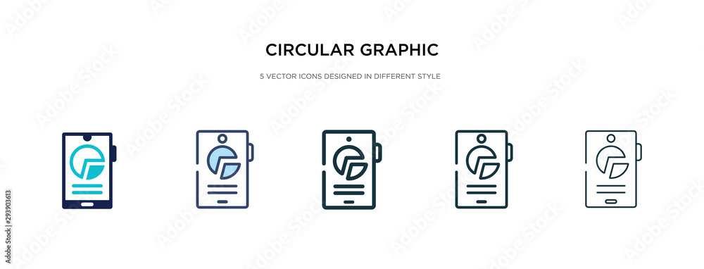 Poster circular graphic of mobile icon in different style vector illustration. two colored and black circul