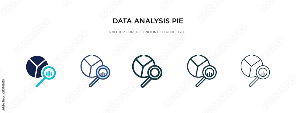Poster data analysis pie chart icon in different style vector illustration. two colored and black data anal