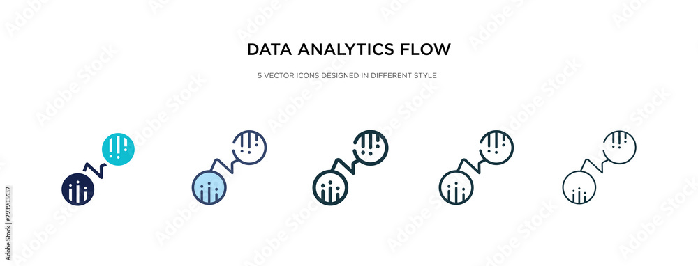 Poster data analytics flow icon in different style vector illustration. two colored and black data analytic