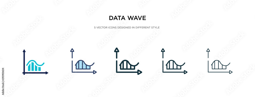Poster data wave icon in different style vector illustration. two colored and black data wave vector icons 