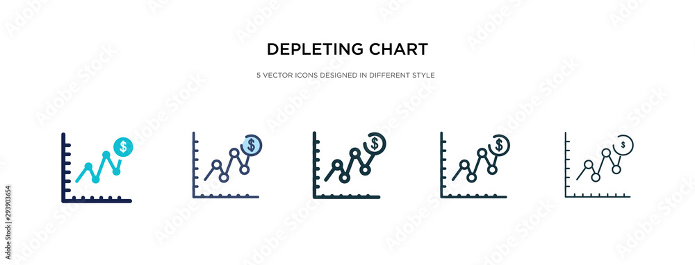 Poster depleting chart icon in different style vector illustration. two colored and black depleting chart v