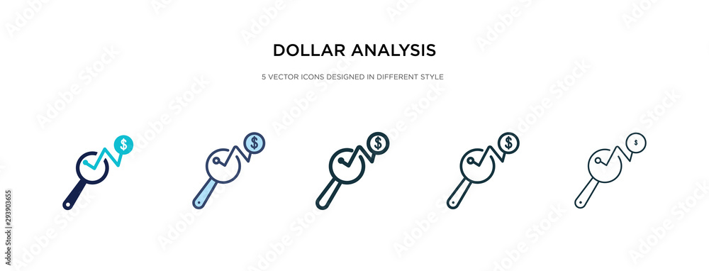 Aufkleber dollar analysis bars icon in different style vector illustration. two colored and black dollar analy