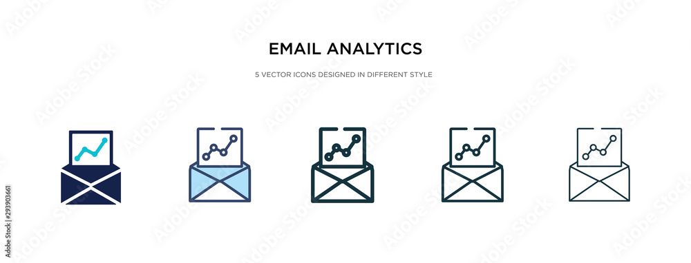 Poster email analytics icon in different style vector illustration. two colored and black email analytics v