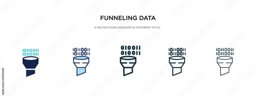 Poster funneling data icon in different style vector illustration. two colored and black funneling data vec