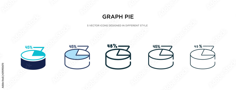 Poster graph pie icon in different style vector illustration. two colored and black graph pie vector icons 