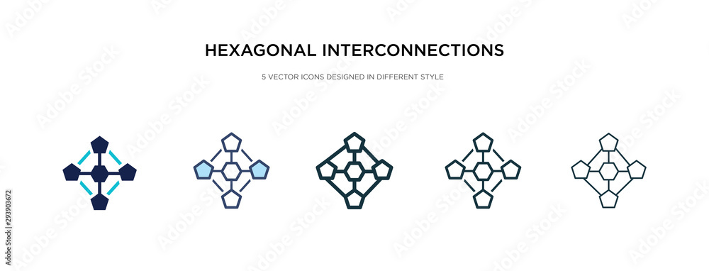Poster hexagonal interconnections icon in different style vector illustration. two colored and black hexago