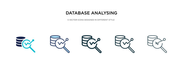 database analysing icon in different style vector illustration. two colored and black database analysing vector icons designed in filled, outline, line and stroke style can be used for web, mobile,