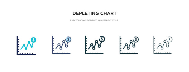 depleting chart icon in different style vector illustration. two colored and black depleting chart vector icons designed in filled, outline, line and stroke style can be used for web, mobile, ui