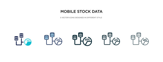 mobile stock data icon in different style vector illustration. two colored and black mobile stock data vector icons designed in filled, outline, line and stroke style can be used for web, mobile, ui