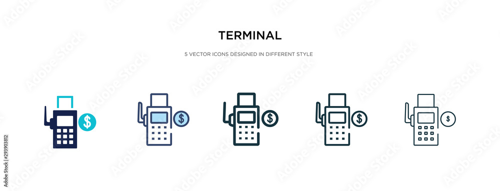 Poster terminal icon in different style vector illustration. two colored and black terminal vector icons de