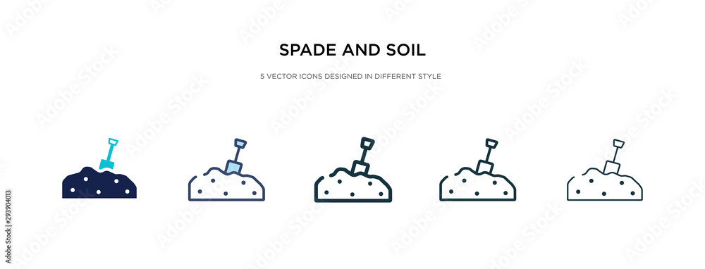 Poster spade and soil icon in different style vector illustration. two colored and black spade and soil vec