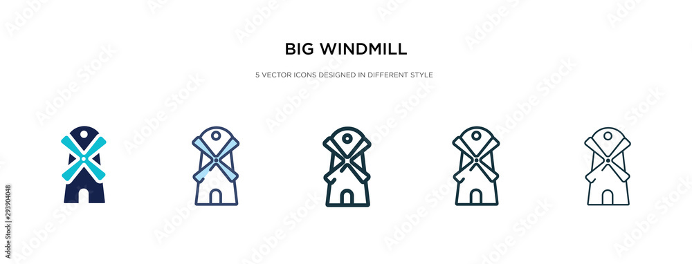 Poster big windmill icon in different style vector illustration. two colored and black big windmill vector 