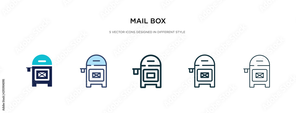 Poster mail box icon in different style vector illustration. two colored and black mail box vector icons de