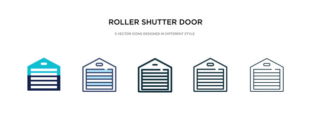 roller shutter door icon in different style vector illustration. two colored and black roller shutter door vector icons designed in filled, outline, line and stroke style can be used for web,