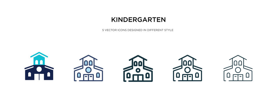 Kindergarten Icon In Different Style Vector Illustration. Two Colored And Black Kindergarten Vector Icons Designed In Filled, Outline, Line And Stroke Style Can Be Used For Web, Mobile, Ui