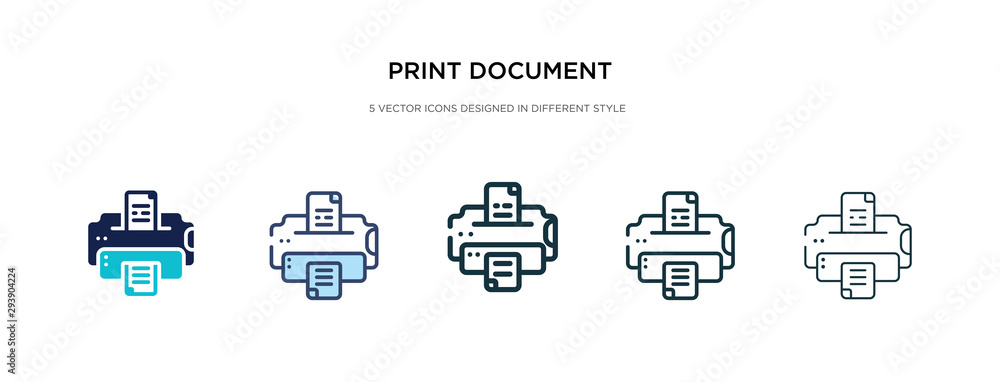 Poster print document icon in different style vector illustration. two colored and black print document vec