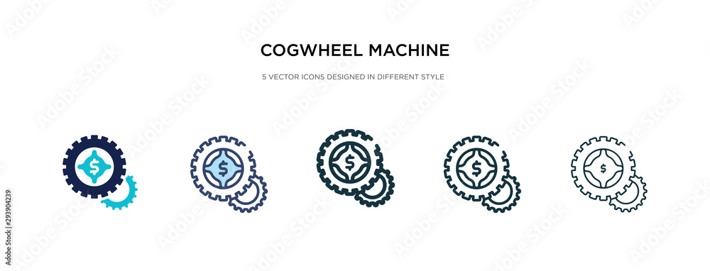 Poster cogwheel machine part icon in different style vector illustration. two colored and black cogwheel ma