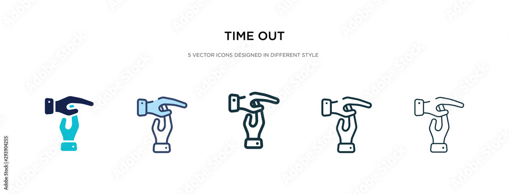 Poster time out icon in different style vector illustration. two colored and black time out vector icons de
