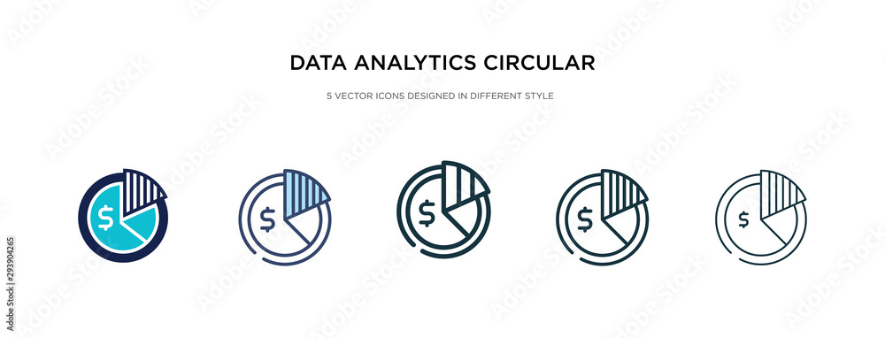 Poster data analytics circular graphic icon in different style vector illustration. two colored and black d