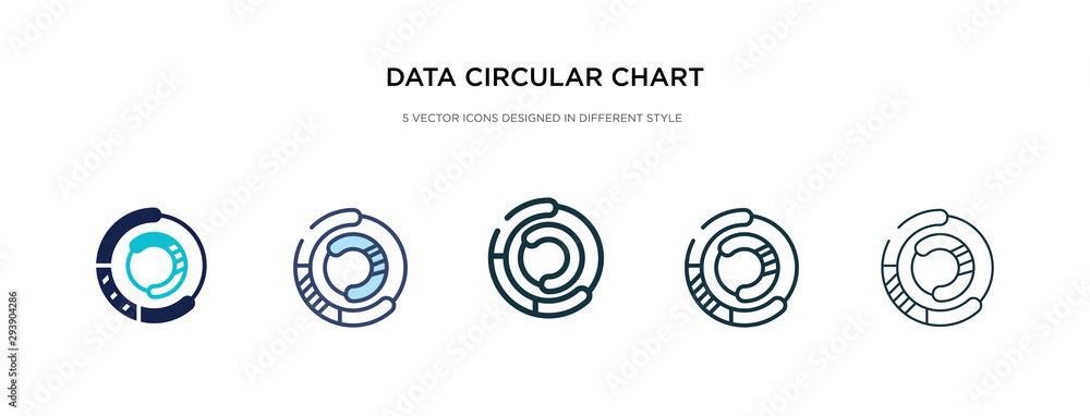 Poster data circular chart icon in different style vector illustration. two colored and black data circular