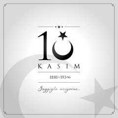 10 kasim vector illustration. (10 November, Mustafa Kemal Ataturk Death Day anniversary.)