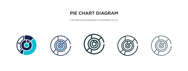 pie chart diagram icon in different style vector illustration. two colored and black pie chart diagram vector icons designed in filled, outline, line and stroke style can be used for web, mobile, ui