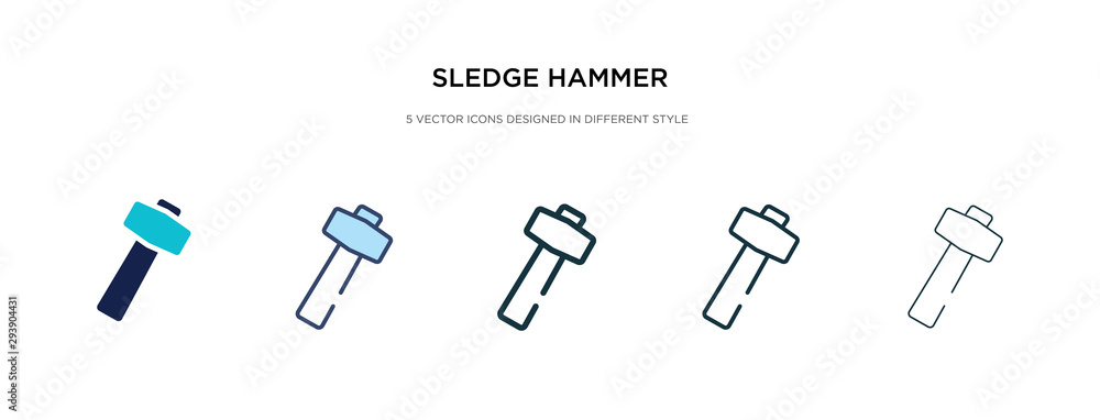 Poster sledge hammer icon in different style vector illustration. two colored and black sledge hammer vecto