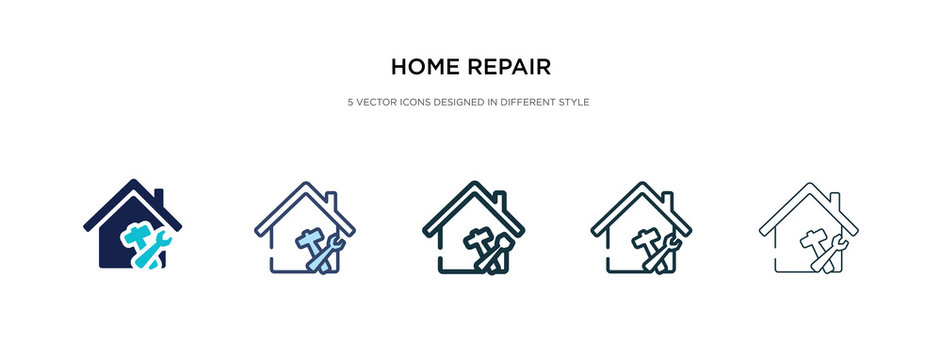 home repair icon in different style vector illustration. two colored and black home repair vector icons designed in filled, outline, line and stroke style can be used for web, mobile, ui
