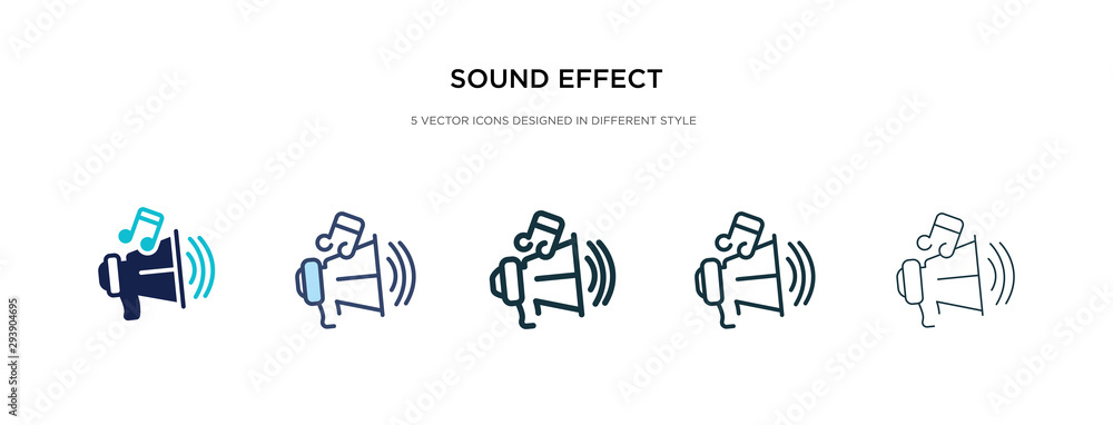 Poster sound effect icon in different style vector illustration. two colored and black sound effect vector 