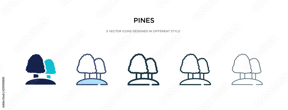 Poster pines icon in different style vector illustration. two colored and black pines vector icons designed
