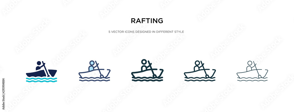 Poster rafting icon in different style vector illustration. two colored and black rafting vector icons desi