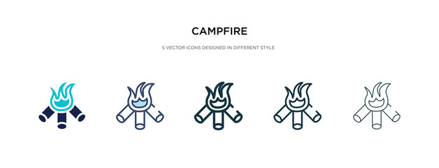 campfire icon in different style vector illustration. two colored and black campfire vector icons designed in filled, outline, line and stroke style can be used for web, mobile, ui