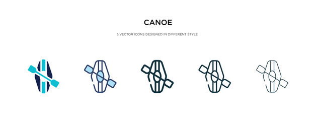 canoe icon in different style vector illustration. two colored and black canoe vector icons designed in filled, outline, line and stroke style can be used for web, mobile, ui